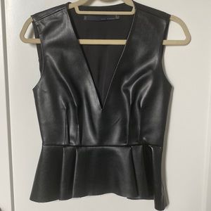 Zara black faux leather top